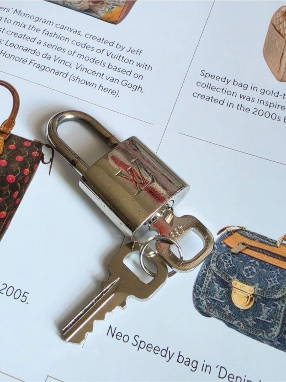 Authentic Louis Vuitton Silver Padlock Key Set Charm